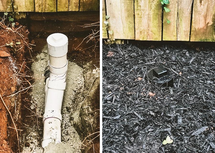 instalación de limpieza de líder de lluvia con mantillo